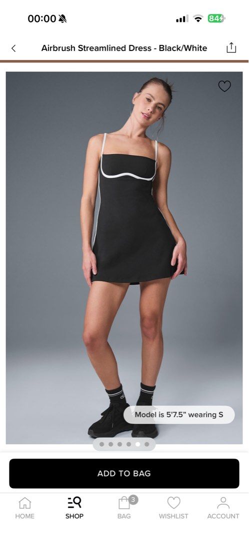 Alo Yoga Airbrush Streamlined Dress Black/White, Women's Fashion,  Activewear on Carousell
