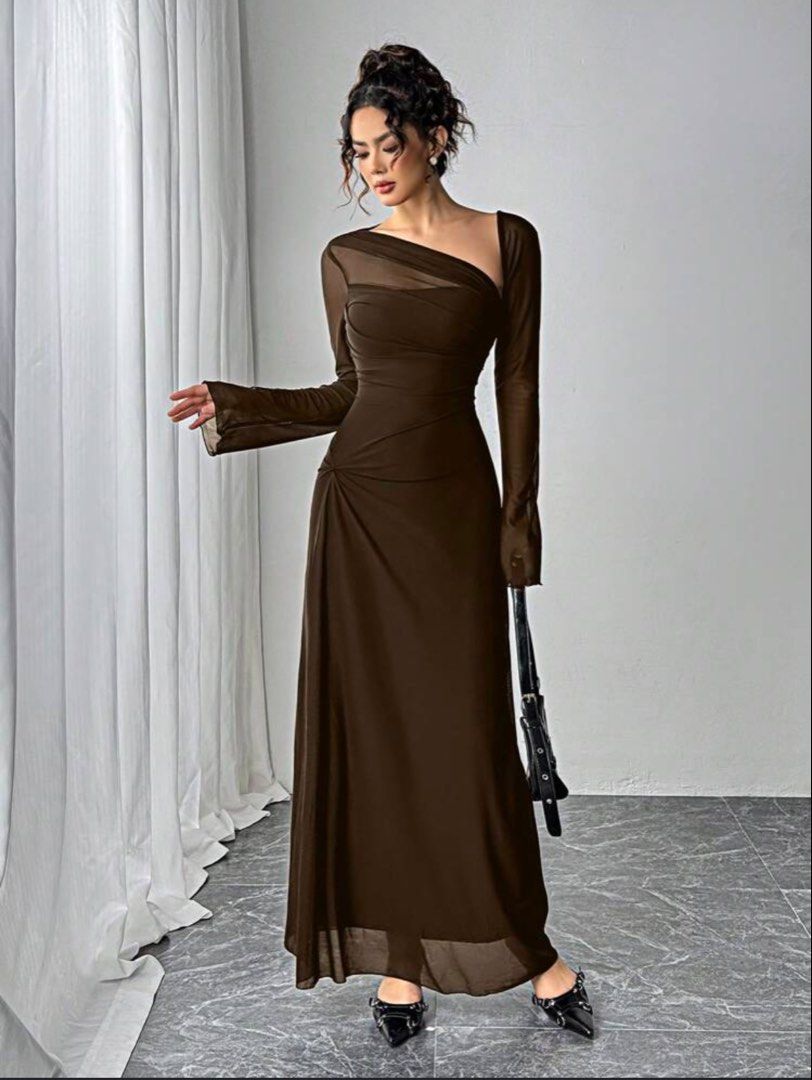 Asymmetrical Shoulder Ruched Mesh Maxi Dress (Category: Dresses) located in Cebu City. Submitted by ok.okayeks (Listing ID 1440693466, Image 1). Description: • super elegant!! • used once only • no when worn photos • selling for 650 only, bought for 1k+ • rfs: closet clean-up • can be arranged for delivery • gcash, bank transfer, or cod for payment.