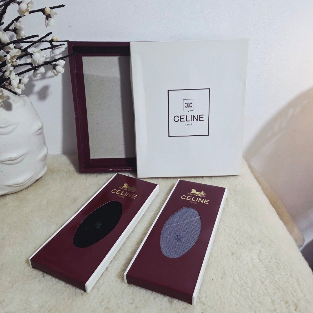 Authentic Celine Socks 2 set gift box (Category: Socks) located in Binangonan. Submitted by makoleksyon (Listing ID 1440740367, Image 1). Description: Brand new complete with box The set includes 2 pairs of socks, in shades like black , and gray perfect pang gift Bought in Japan 100% Authentic Money back guarantee.