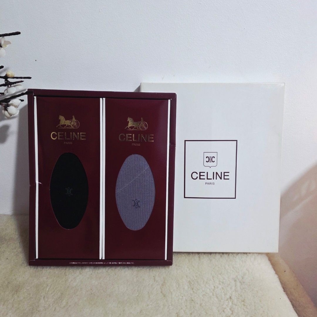 Authentic Celine Socks 2 set gift box (Category: Socks) located in Binangonan. Submitted by makoleksyon (Listing ID 1440740367, Image 2). Description: Brand new complete with box The set includes 2 pairs of socks, in shades like black , and gray perfect pang gift Bought in Japan 100% Authentic Money back guarantee.