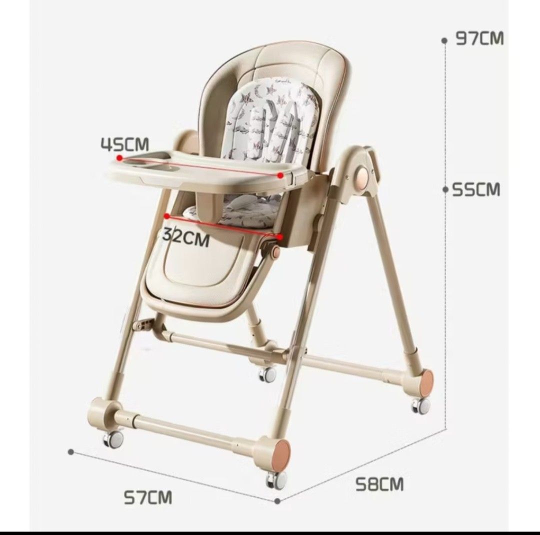 Baby High Chair | Foldable Portable Feeding Chair | Reclining Wheeled High Chair | Space Saving Baby Furniture (Category: Other Kids Furniture) located in Singapore. Submitted by auvra (Listing ID 1440709818, Image 2). Description: FREE LOCAL DELIVERY Versatile baby high chair designed for feeding, comfort, and convenience with foldable and portable functionality ✓ Foldable space saving design ✓ Adjustable reclining positions ✓ Smooth rolling whe