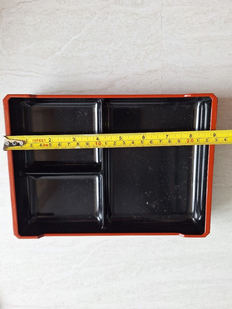 Black Bento Box Tray with Red Trim - Multi Compartment467338934868387840