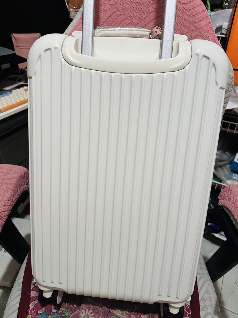 Brand New 22-Inch Luggage with Removable Wheels + FREE Luggage Tag (Category: Luggage) located in Rodriguez. Submitted by cgszone (Listing ID 1440709754, Image 3). Description: Brand New 22-Inch Luggage with Removable Wheels + FREE Luggage Tag ₱1.3K only‼️ FIXED PRICE! Wholesale price na yan! Color White - Compact and lightweight - Removable wheels - Wheels: Smooth 360-degree spinner wheels for effortless movement. - Double zipper anti theft - AB