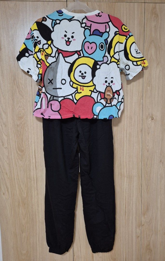 BTS BT21 Terno Set (Category: Sets or Coordinates) located in Pasay City. Submitted by bbearyoon (Listing ID 1440644017, Image 2). Description: Terno Size S on Tag Fit up to Med Top Armpit to armpit - 19.5in Length - 19in Pants Garterized Waist - 25-30in Length - 37 in Pants has small mended hole. Dm for picture.