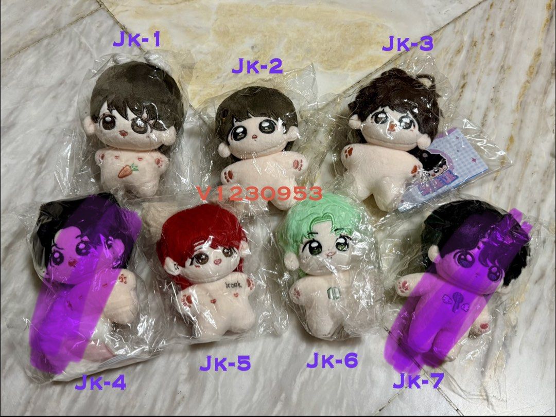 BTS JungKook JK 10cm Doll (Category: K-Wave Merchandise) located in Bulacan. Submitted by dlcastro (Listing ID 1439977355, Image 1). Description: BTS JK Jung Kook 10cm Doll ₱450 each or Adopt all 7 for ₱2,800 only 🎉 with lots of freebies ▫️onhand and ready to ship ▫️MoP: Gcash ▫️MoD: J&T or SDD.