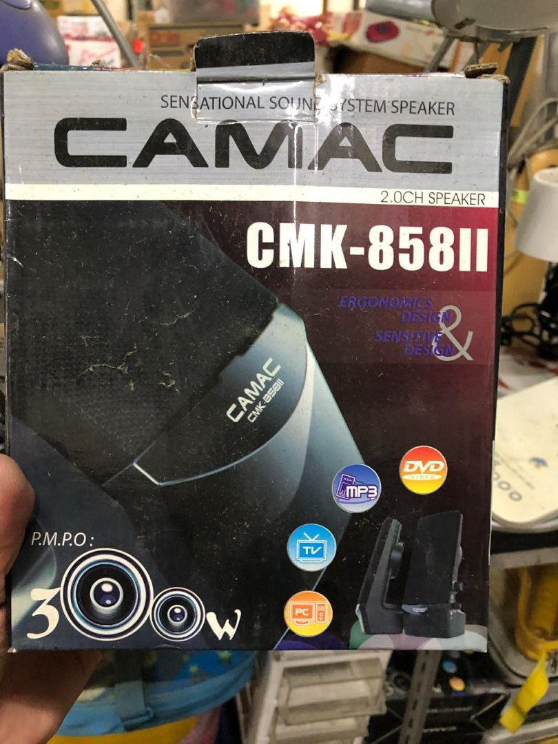 CAMAC CMK-858II 2.0CH Speaker System (Category: Soundbars, Speakers & Amplifiers) located in Iloilo. Submitted by eulneversee (Listing ID 1440759031, Image 3). Description: - CAMAC CMK-858II 2.0 channel speaker system - 30W P.M.P.O. output - Ideal for PC, TV, MP3, and DVD players - Ergonomic and sensitive design - All necessary cables and adapter included - Speakers are in original plastic packaging, brand new Price P750.00 Brand-new Location: Il