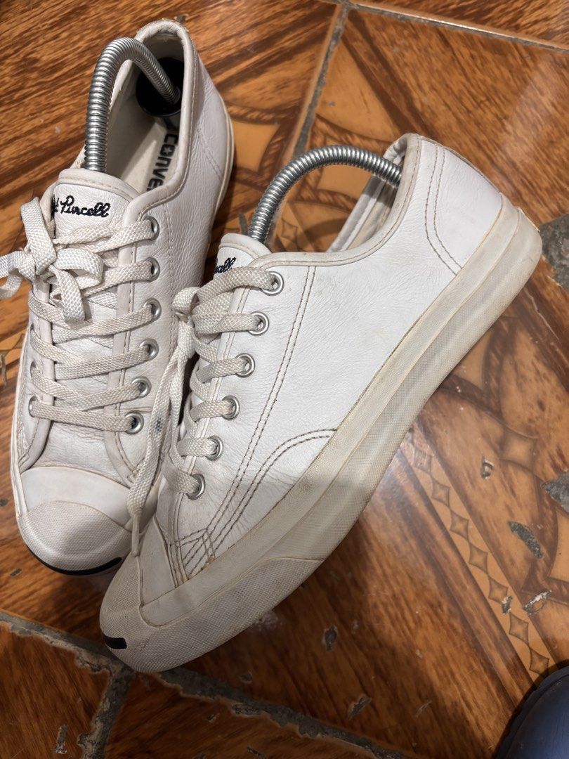 Converse Jack Purcell White Leather Low Top Sneakers (Category: Sneakers) located in Manila. Submitted by aeronmaurcio (Listing ID 1440684945, Image 3). Description: Classic white Converse Jack Purcell sneakers Very minimal drags Need cleaning only 8 US.