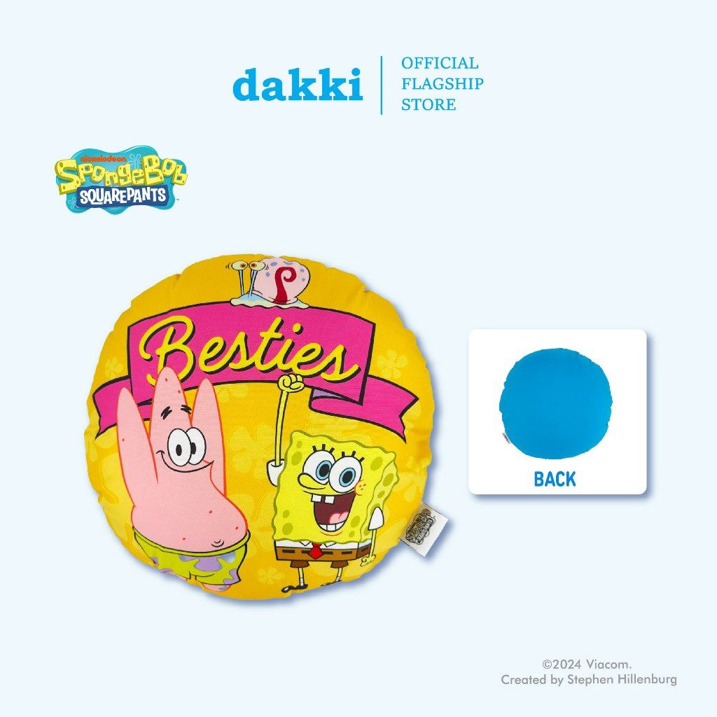 Dakki Spongebob & Hello Kitty Round Cushions (Category: Cushions & Throws) located in Tagum. Submitted by itscookiemonster (Listing ID 1440616137, Image 2). Description: - Cute Character Dakki brand round cushions - Available in Spongebob, Patrick, and Hello Kitty designs - 14x14 size - 3 HK and 3 SB available only - Perfect for fans of these characters - Soft and comfy for ultimate relaxation - Ideal for decorating your sofa or bed or even at ca