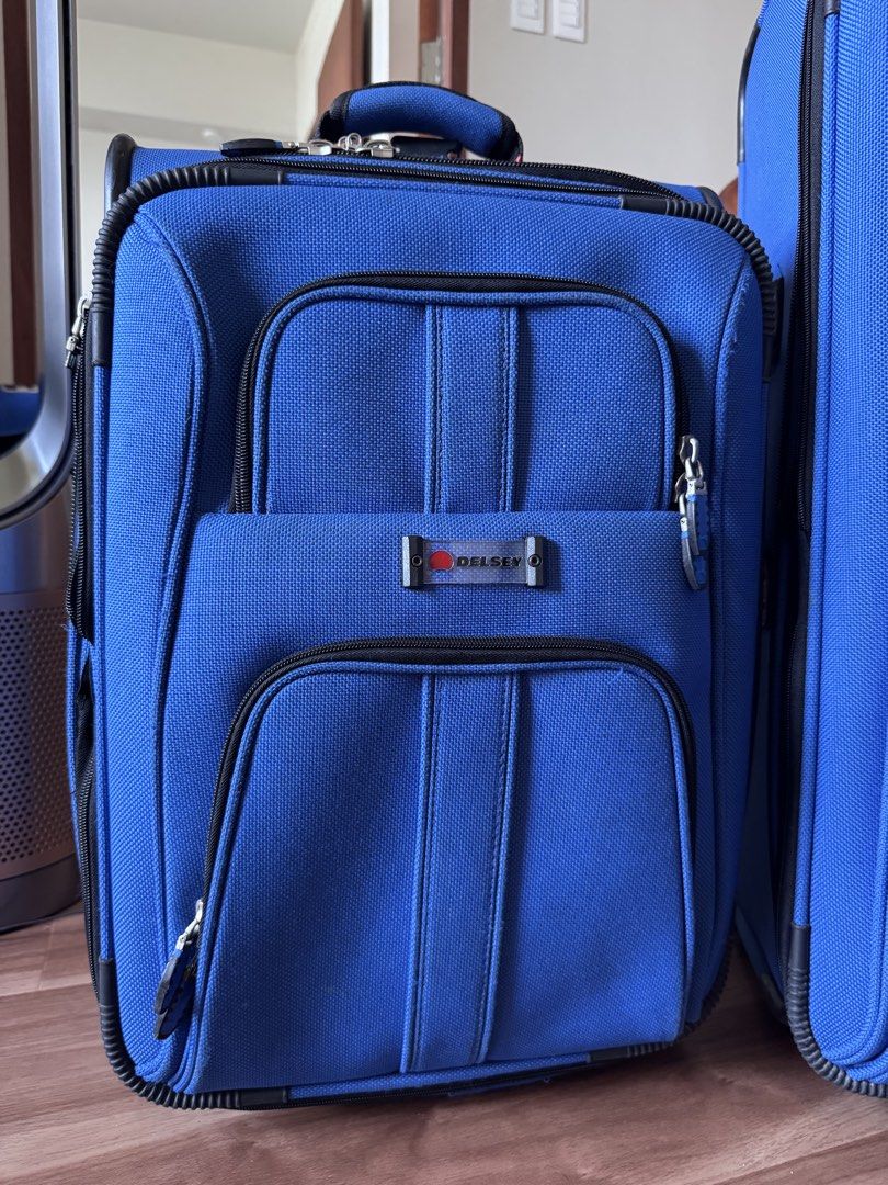 Delsey Luggage set (Category: Luggage) located in Manila. Submitted by camillegan (Listing ID 1440624381, Image 2). Description: - soft case Delsey luggage set - small luggage fits most cabins - large luggage great for longer trips - visible signs of wear but sturdy and still durable RFS: decluttering.