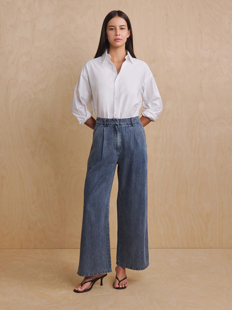 Denim Tencel Trousers (Category: Other Bottoms) located in Singapore. Submitted by shopaholiccore (Listing ID 1440608693, Image 1). Description: .