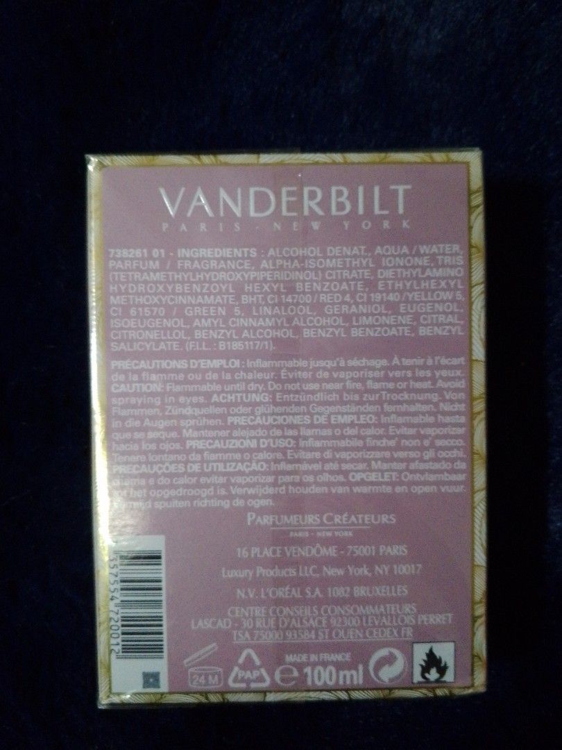 Gloria Vanderbilt Eau de Toilette Spray 100ml (Category: Fragrance & Deodorants) located in Makati City. Submitted by basicsndeclutter (Listing ID 1440652987, Image 2). Description: - Original price is US$ 25.00 - RFS: Selling due to having too many perfumes - Gloria Vanderbilt Eau de Toilette for Women - 100ml spray bottle - Comes in its original box - A timeless and classic fragrance Vanderbilt Perfume by Gloria Vanderbilt, Launched by the desi