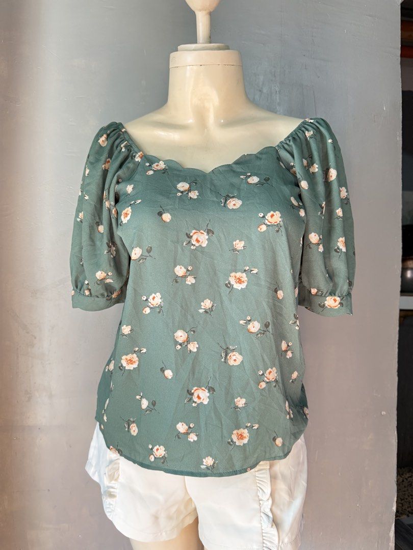 Green Floral womens Top (Category: Blouses) located in Taguig. Submitted by maliascollection (Listing ID 1440700544, Image 1). Description: ⤵️PLEASE READ ME⤵️ 🧡To get this ITEM make an offer and kindly send your order form, name complete address and contact number together with screenshot of item/s. 📍Description: - Adorable green top with a charming floral print. - Elegant square neckline with a delicate scalloped edge. - Lightweight fabric, -1
