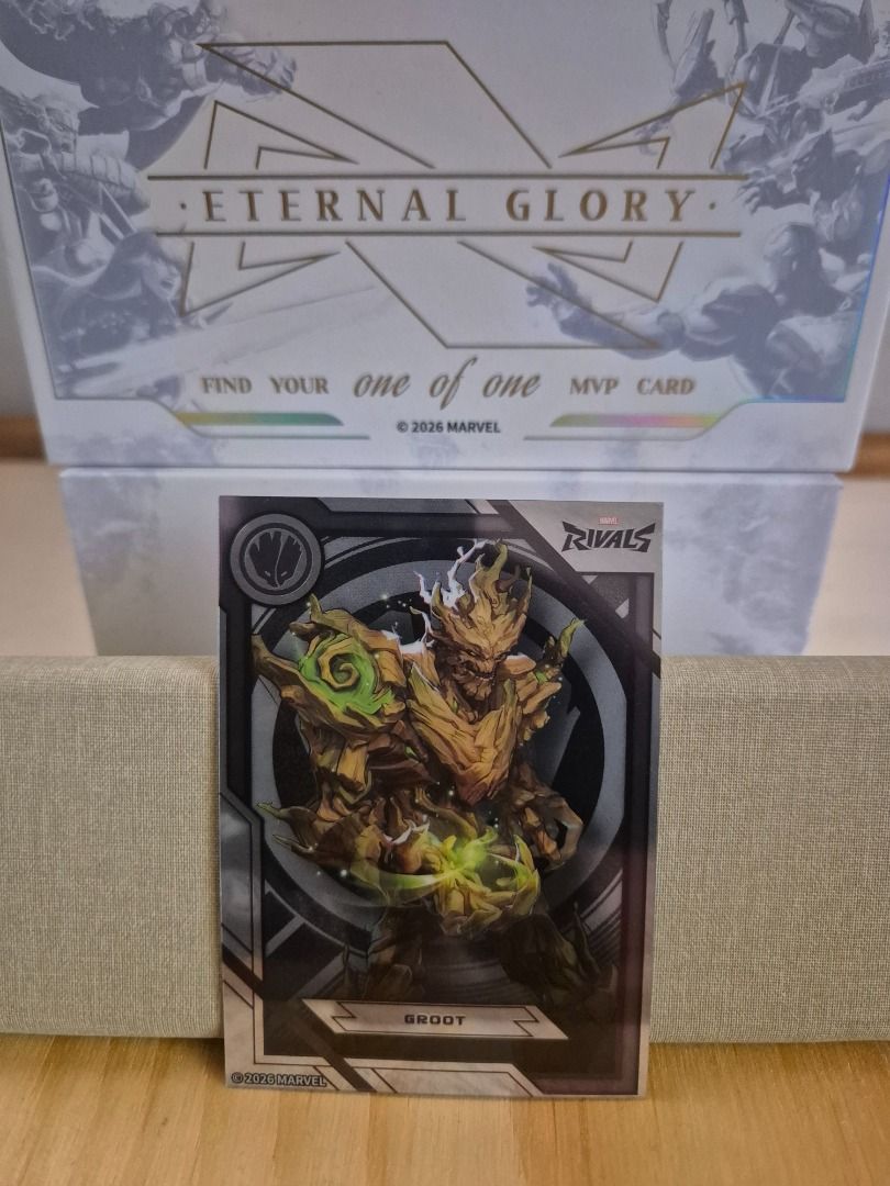 GROOT - Marvel Rivals Eternal Glory 2026 (CARDFUN) (Category: Raw Singles) located in Quezon City. Submitted by fran_laufeyson (Listing ID 1440660416, Image 1). Description: GROOT: - Base Refractor - Brand new - Protective film has not been removed 📍 Shipping from Quezon City 📦 Can do SDD via Lalamove or Grab within Metro Manila 📸 Additional photos available upon request.