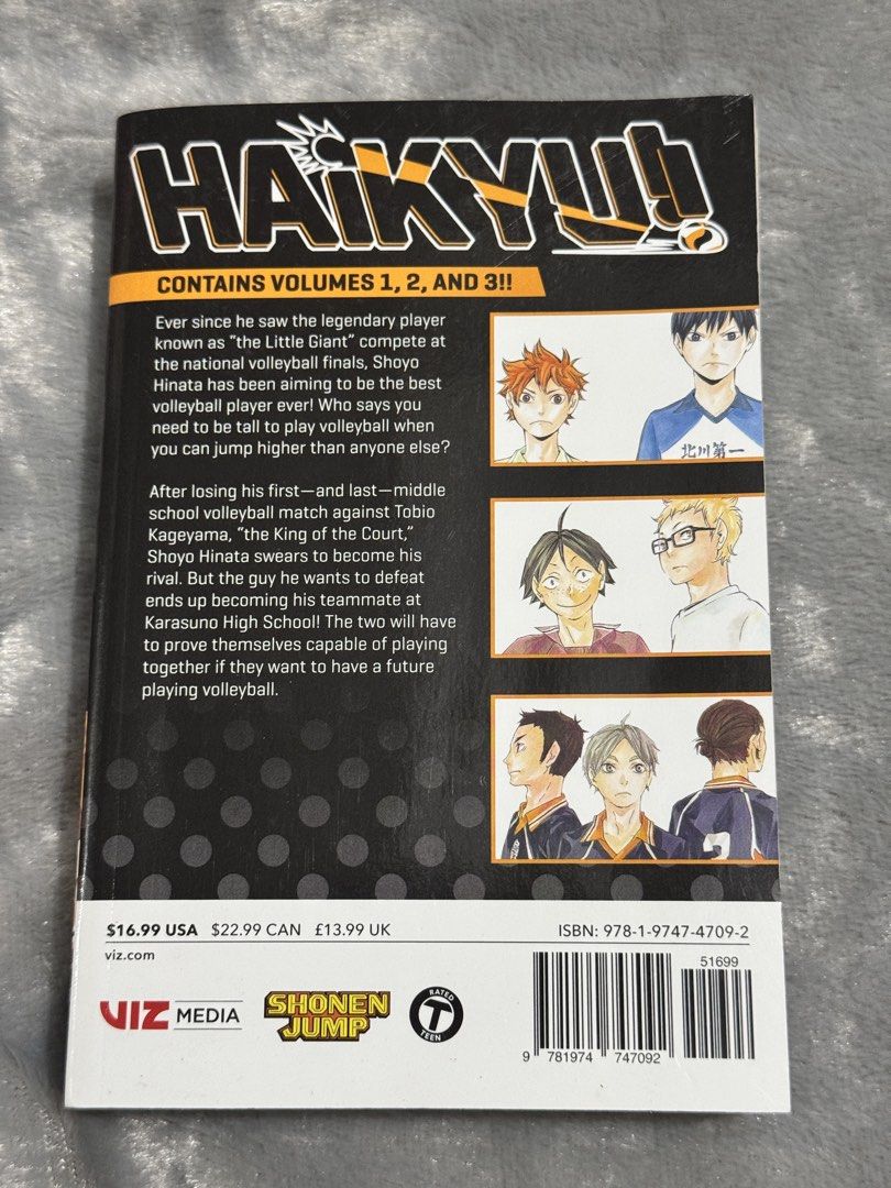 Haikyuu 3-in-1 (Vol. 1-2-3) (Category: Comics & Manga) located in Pasig City. Submitted by tintieen (Listing ID 1440697665, Image 2). Description: Haikyuu - Omnibus Manga 1 - Covers Vol. 1-2-3 Good condition Edges slightly discolored No dents or folds Rfs - Stopped collecting the omnibus version Payment - Gcash/bpi.