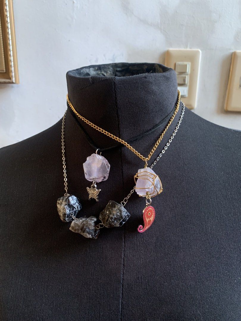 Handmade Faux Crystal Necklaces Bundle Boho Whimsical Esoteric (Category: Necklaces) located in Tarlac. Submitted by thrice.closet (Listing ID 1440584825, Image 1). Description: ₱100 each or ₱250 take all.
