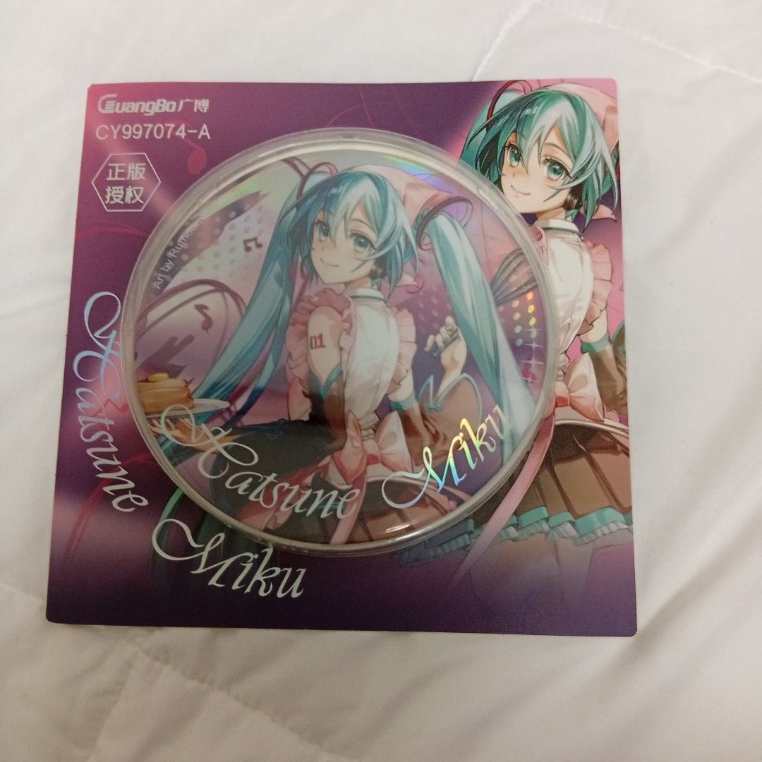 Hatsune Miku Large Can Badge/Pin (Category: Character Goods) located in Las Pinas. Submitted by sankyu.shop (Listing ID 1440585369, Image 1). Description: Size: 15cm (5.9 inches) Company: Guangbo Artist: Rumoon This is official licensed merchandise. What you see is what you get. The product might have slight imperfections but is otherwise like new. The badge/pin can be put on bags or be stood up for display. .