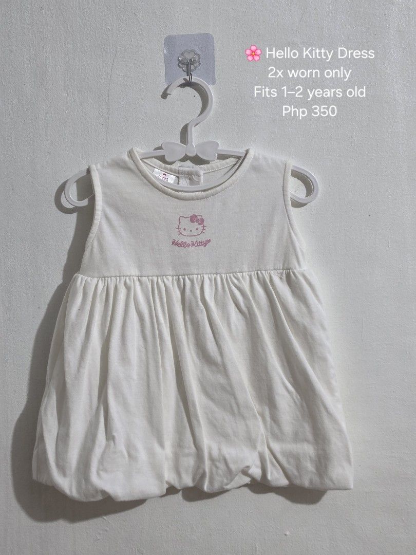 Hello Kitty Dress for 1-2 years old (Category: Babies & Kids Fashion) located in Mandaluyong City. Submitted by hellokrissel (Listing ID 1440714427, Image 1). Description: - Adorable white Kitty dress - Fits toddlers aged 1 to 2 years old - Features a cute bubble hem skirt - Ideal for casual outings and playdates - A charming addition to your child's wardrobe.