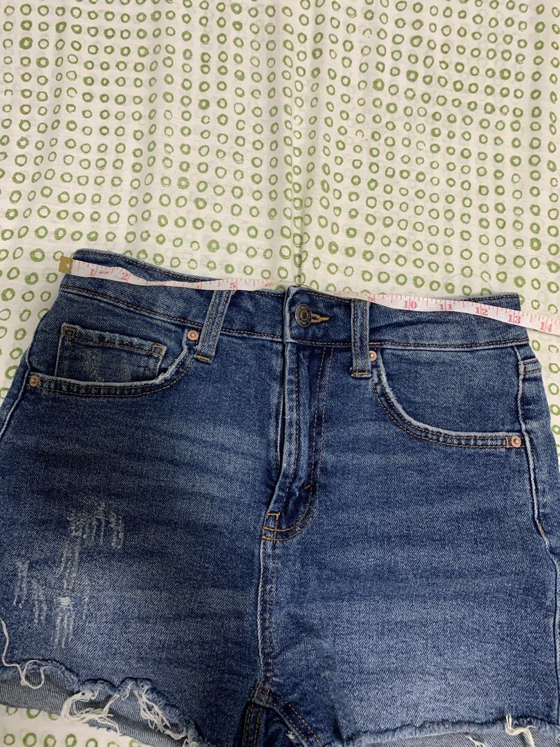 FREE SF I High Rise Denim Shorts (Category: Shorts) located in Iligan City. Submitted by prelovedbyspg (Listing ID 1440681663, Image 3). Description: - Brand: Wild Fable (US BRAND) - Features: Frayed hem, distressed front details - Closure: Button and zip - stretchable (can fit 26-28 waist).