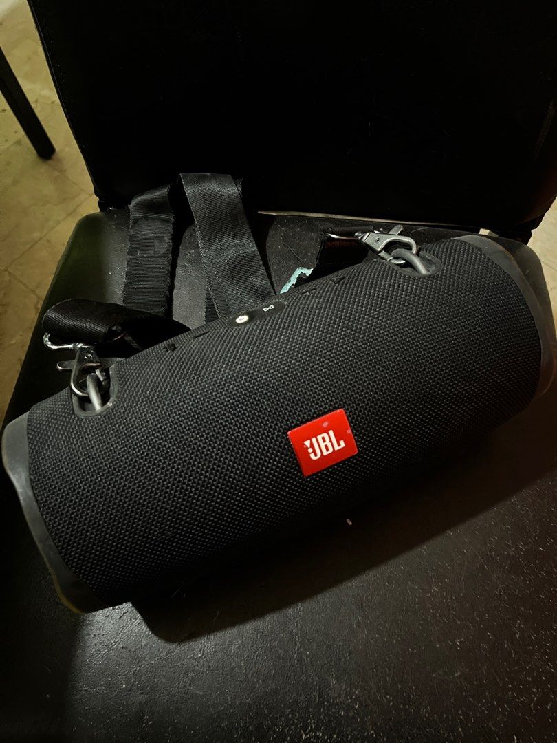 JBL Speakers (Category: Soundbars, Speakers & Amplifiers) located in Quezon City. Submitted by copthis___ (Listing ID 1440708052, Image 1). Description: - JBL Xtreme 2 Speaker (Black) - Includes original strap - Excellent working condition - Waterproof design, perfect for beach/pool - Up to 15 hours of playtime on a single charge - Power bank feature to charge your phone - Easy Bluetooth connectivity - RFS: we bought another JBL speaker.