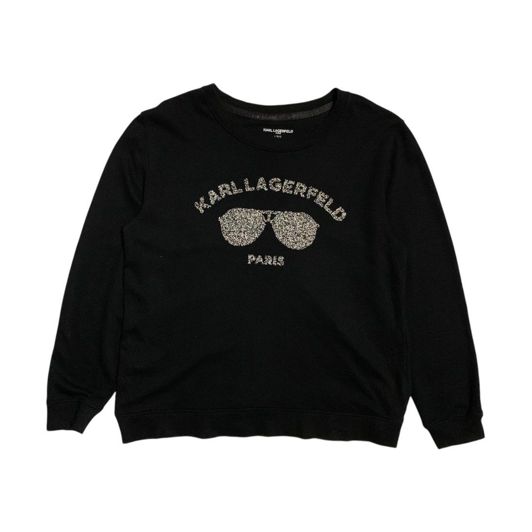 Karl Lagerfeld Paris beads Logo Sweater (Category: Coats, Jackets and Outerwear) located in Baguio. Submitted by thesecretshop_ph (Listing ID 1440656107, Image 1). Description: Size: Large Lenght: 26” Width: 22” Issue: -.