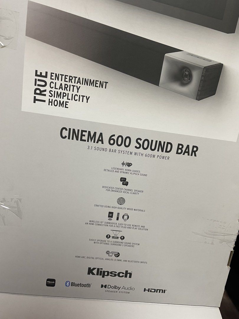 Klipsch Cinema 600 Sound Bar Bluetooth Speaker (Category: Soundbars, Speakers & Amplifiers) located in Manila. Submitted by ricolitoes77495 (Listing ID 1440627869, Image 2). Description: Selling Klipsch Cineme 600 Sound Bar & Wireless Subwoofer Bluetooth Speaker Almost new No Box (naitapon na) Php. 25,000 Contact no. 09164234881 Pasig Area.