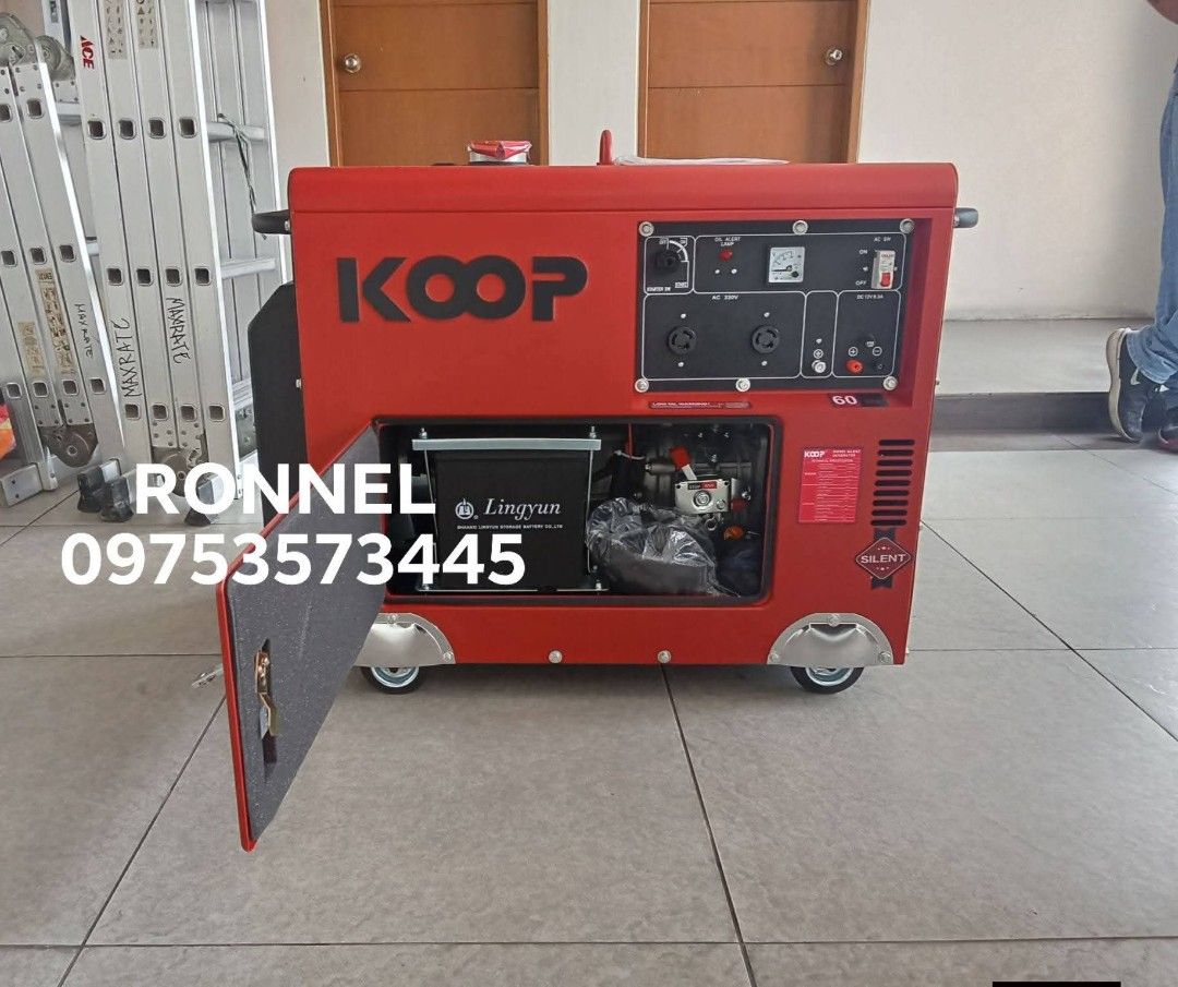 KOOP 9kva Air - Cooled, Silent - Type Diesel Generator (Category: Industrial Equipment) located in Valenzuela. Submitted by ronnelpowertools (Listing ID 1440697911, Image 3). Description: Price - 70k DR KOOP 9kva Air - Cooled, Silent - Type Diesel Generator Also Available KOOP 5.5kva Air - Cooled, Silent - Type Diesel Generator Model: KDF6700Q Starting System: Electric Lube Capacity: 1.65L Fuel Capacity: 14.5L Insulation Level: F Rated Frequency: