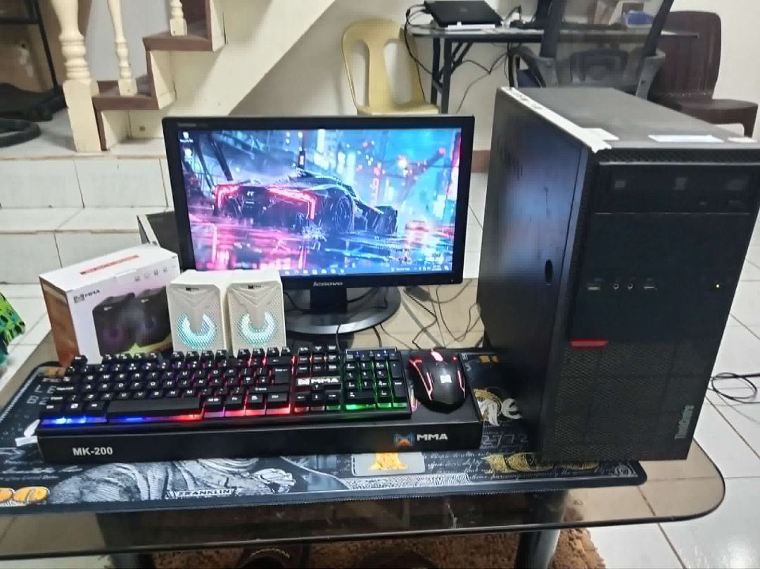 Lenovo Desktop Computer Set with Keyboard, Mouse, and Speakers (Category: Desktops) located in Caloocan City. Submitted by paulinegaerlan16 (Listing ID 1440611805, Image 1). Description: - Complete Desktop Setup - Includes Lenovo Tower - Monitor Included - RGB Keyboard - Gaming Mouse - Speakers - Ideal for Gaming or Work - All items functional - Sold as a bundle.