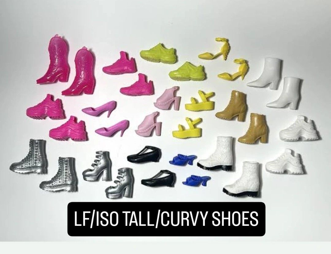 LF/ISO Barbie Tall & Curvy Shoes (Category: Heels) located in Manila. Submitted by xoshiin (Listing ID 1440728859, Image 1). Description: 📌Looking for Tall/Curvy Barbie shoes. 📌Already have Neutral Kit shoes and Looks 16 (Curvy Andra sculpt) 📌PM pics and prices.
