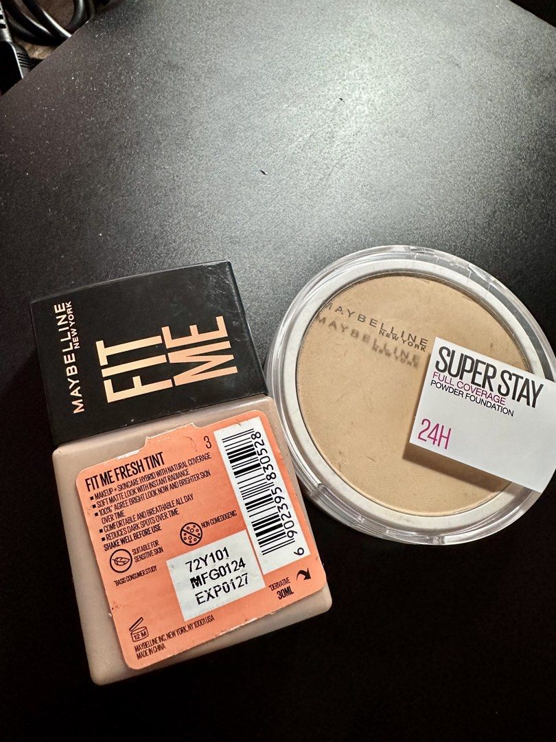 Maybeline liquid Foundation and Powder (Bundled) (Category: Makeup) located in Manila. Submitted by wildforest.d6322e (Listing ID 1440699963, Image 1). Description: Original and was an extra only.