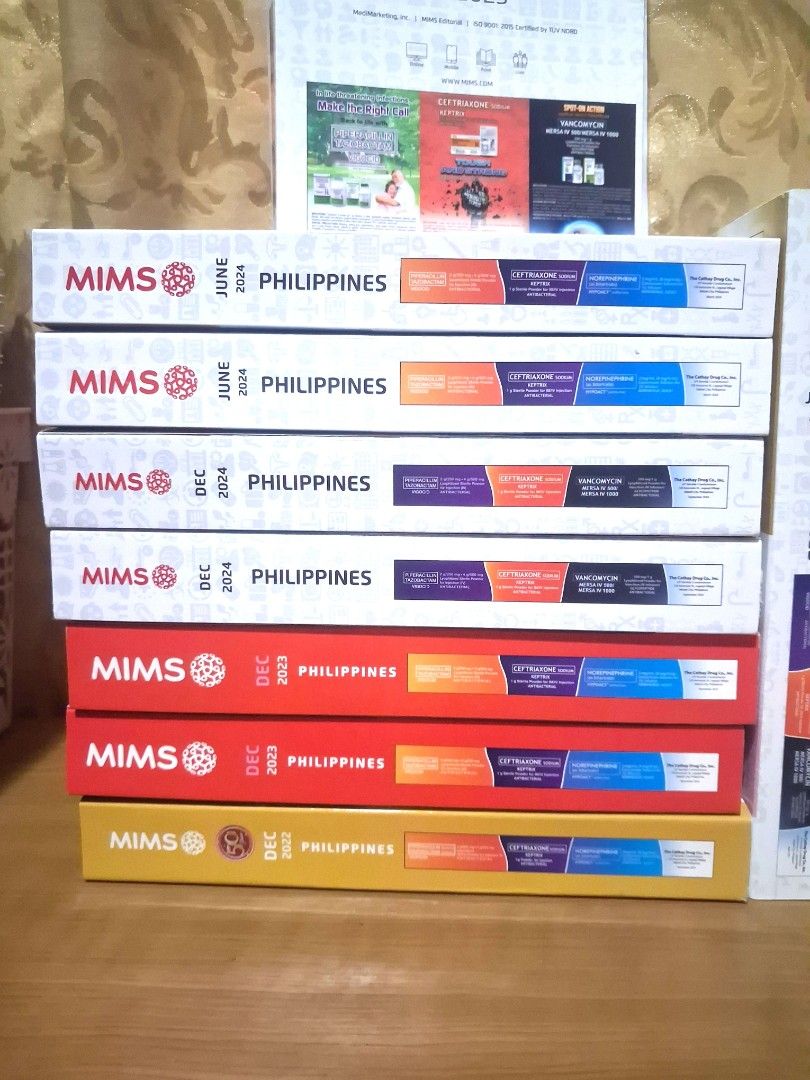 MIMS Philippines Drug Reference Book Bundle 2022 to 2025 (Category: Textbooks) located in Bocaue. Submitted by yanicas_shop (Listing ID 1440623594, Image 2). Description: MIMS Drug Reference book Dec 2022 - 400 MIMS Drug Reference book June 2024 and December 2024 - 800 EACH MIMS Drug Reference book June 2025 - 900 EACH mop: Gcash mod: lalamove, J&T, LBC (SOLD) MIMS 2023 (SOLD) MIMS December 2025 Bundle of MIMS.