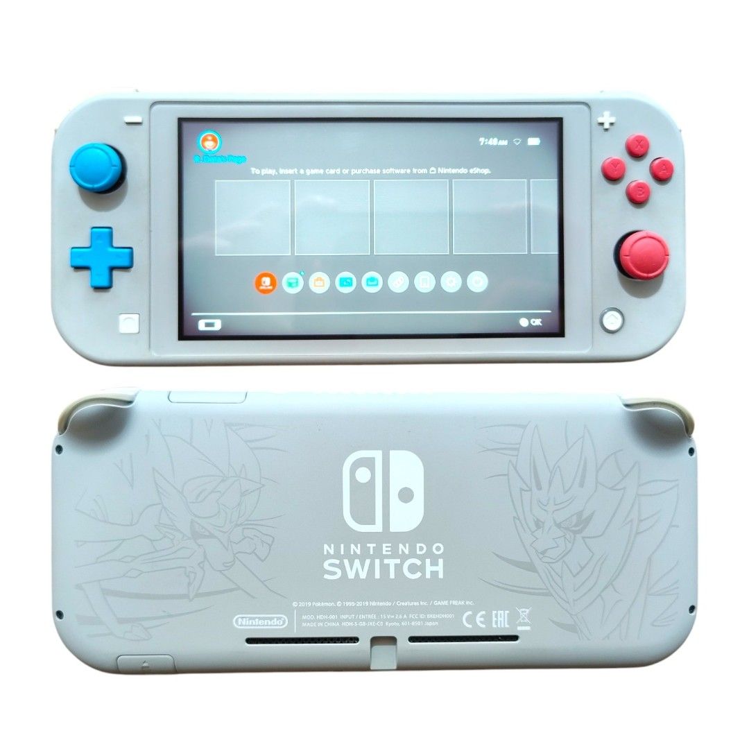 Nintendo Switch Lite (Zacian & Zamazenta Edition) (Category: Nintendo) located in Calamba. Submitted by charuriisu (Listing ID 1440648579, Image 2). Description: - Includes original charger and pouch case. - No box; screen has darkened edges but console is still functional. 🧾 GCash, Maya, BPI (🚫 COD).