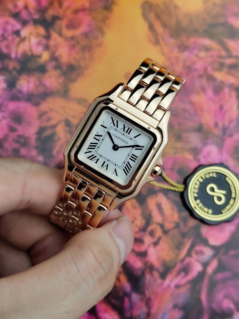 Panthere Medium RG (Category: Luxury Watches) located in Makati City. Submitted by swissperpetual (Listing ID 1440627724, Image 3). Description: Cartier Panthere Rose Gold Medium WGPN0007 29 x 37 mm 2024 Complete Set Condition: 9/10 (Excellent Condition) Price: ₱1,528,000 Negotiable 🤝 7 Day Moneyback Guarantee 🧑‍🔧 1 Year SP Service Warranty 💱 Trades Offers and Pre-orders Accepted 💳 Credit Card Options Available 🪙 Layaway Options Available �