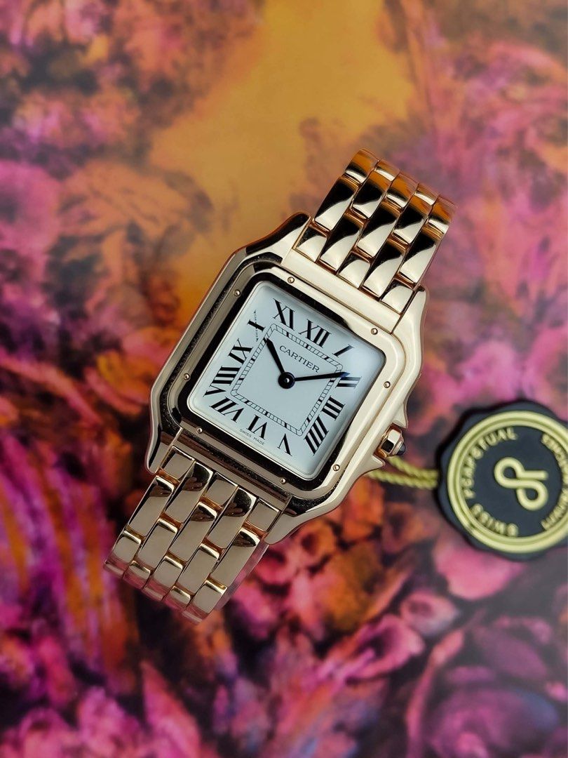 Panthere Medium RG (Category: Luxury Watches) located in Makati City. Submitted by swissperpetual (Listing ID 1440627724, Image 2). Description: Cartier Panthere Rose Gold Medium WGPN0007 29 x 37 mm 2024 Complete Set Condition: 9/10 (Excellent Condition) Price: ₱1,528,000 Negotiable 🤝 7 Day Moneyback Guarantee 🧑‍🔧 1 Year SP Service Warranty 💱 Trades Offers and Pre-orders Accepted 💳 Credit Card Options Available 🪙 Layaway Options Available �