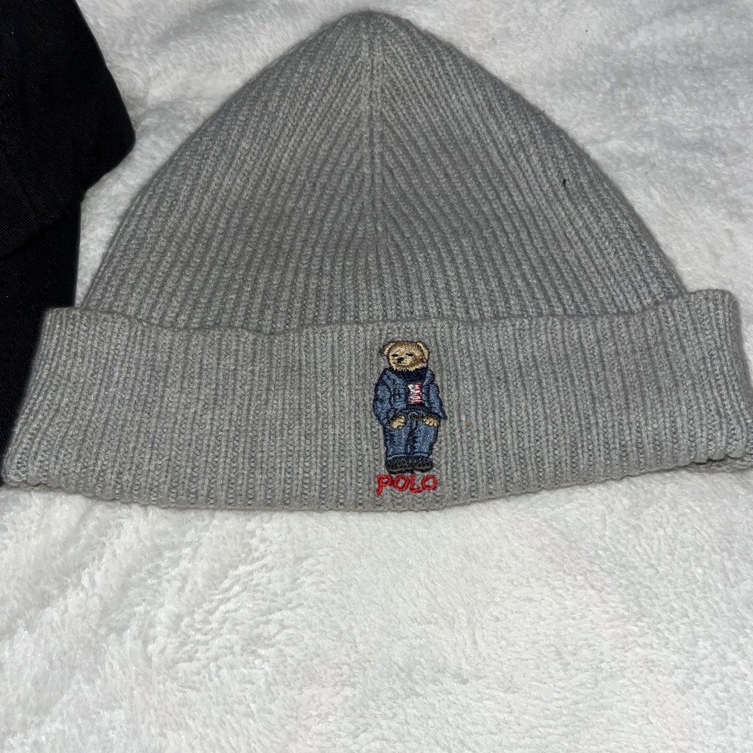 Polo Ralph Lauren Bear Cap and Beanie Set (Category: Caps & Hats) located in Manila. Submitted by rapthrifts (Listing ID 1440622430, Image 3). Description: - Polo Ralph Lauren black baseball cap with skiing Polo Bear - Polo Ralph Lauren grey beanie with Polo Bear in a jacket - Both caps are adjustable - Ideal set for any Polo Ralph Lauren enthusiast.