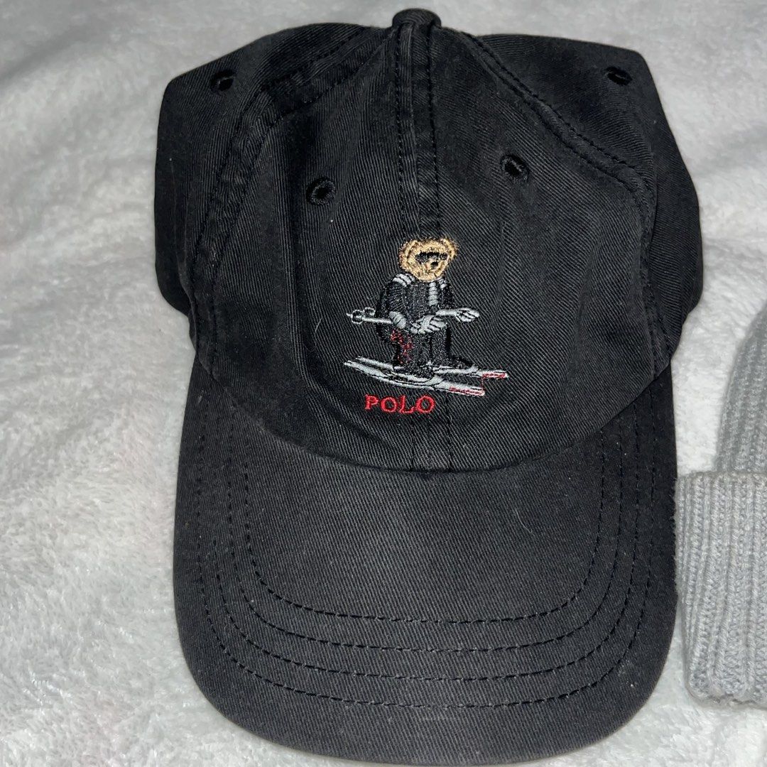 Polo Ralph Lauren Bear Cap and Beanie Set (Category: Caps & Hats) located in Manila. Submitted by rapthrifts (Listing ID 1440622430, Image 2). Description: - Polo Ralph Lauren black baseball cap with skiing Polo Bear - Polo Ralph Lauren grey beanie with Polo Bear in a jacket - Both caps are adjustable - Ideal set for any Polo Ralph Lauren enthusiast.