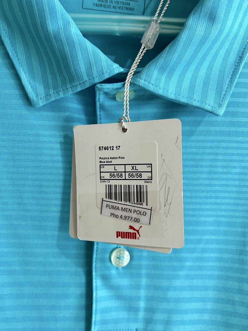 Puma Pounce Aston Golf Shirt (Category: Tshirts & Polo Shirts ) located in Mandaluyong City. Submitted by as1742 (Listing ID 1440586443, Image 3). Description: For Sale Brand New with Tags Puma Pounce Aston Polo (Golf Shirt) Color: Blue Atoll Chest width: 22.5 inches (armpit to armpit) Length: 30 inches Men’s US Size Large or UK X-Large 📍Quezon City.