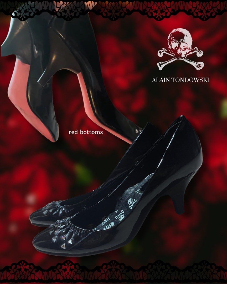Alain Tondowski Vampy, Gothic, Alt Red Bottom Pumps (Category: Sneakers & Footwear) located in Tuguegarao City. Submitted by oddcrystal_666 (Listing ID 1440721561, Image 2). Description: These heels were handpicked from the thrift. Although they have obvious flaws, they are still fixable and can be upcycled! Some of the jewels are missing, and the heel lifts are gone. BRAND: Alain Tondowski Paris (international luxury brand) ✦༺ ☾ TERMS & CONDITIO