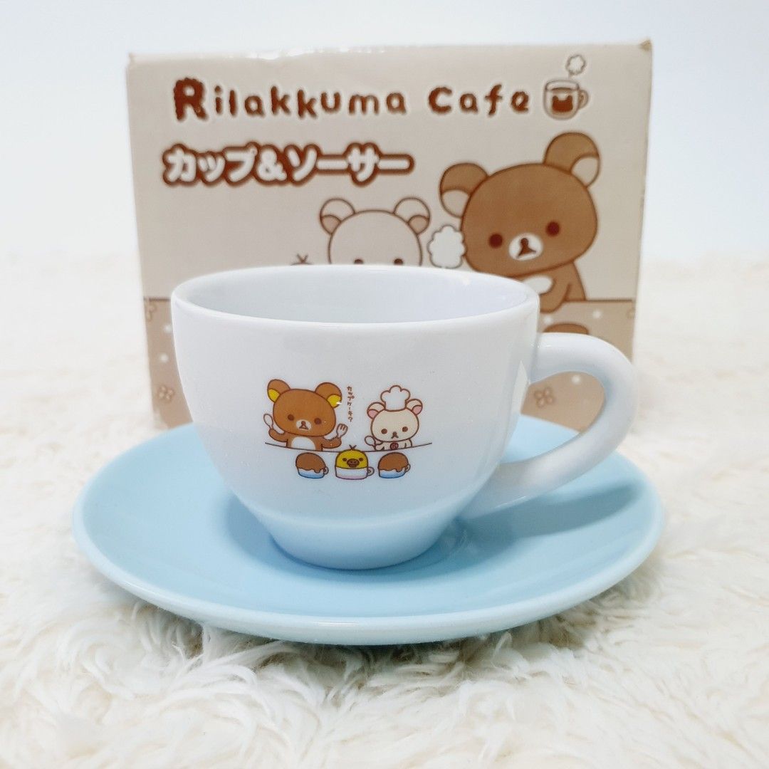 Rilakkuma Cafe Ceramic Cup and Saucer (Category: Coffee & Tea Tableware) located in Taytay. Submitted by kyo.mono (Listing ID 1440743325, Image 1). Description: 💟Follow us on IG: kyo.mono for faster replies TikTok: kyo.mono_ for videos and review Brand new Box not in perfect condition Auth from Japan Actual photo posted 2 set available.