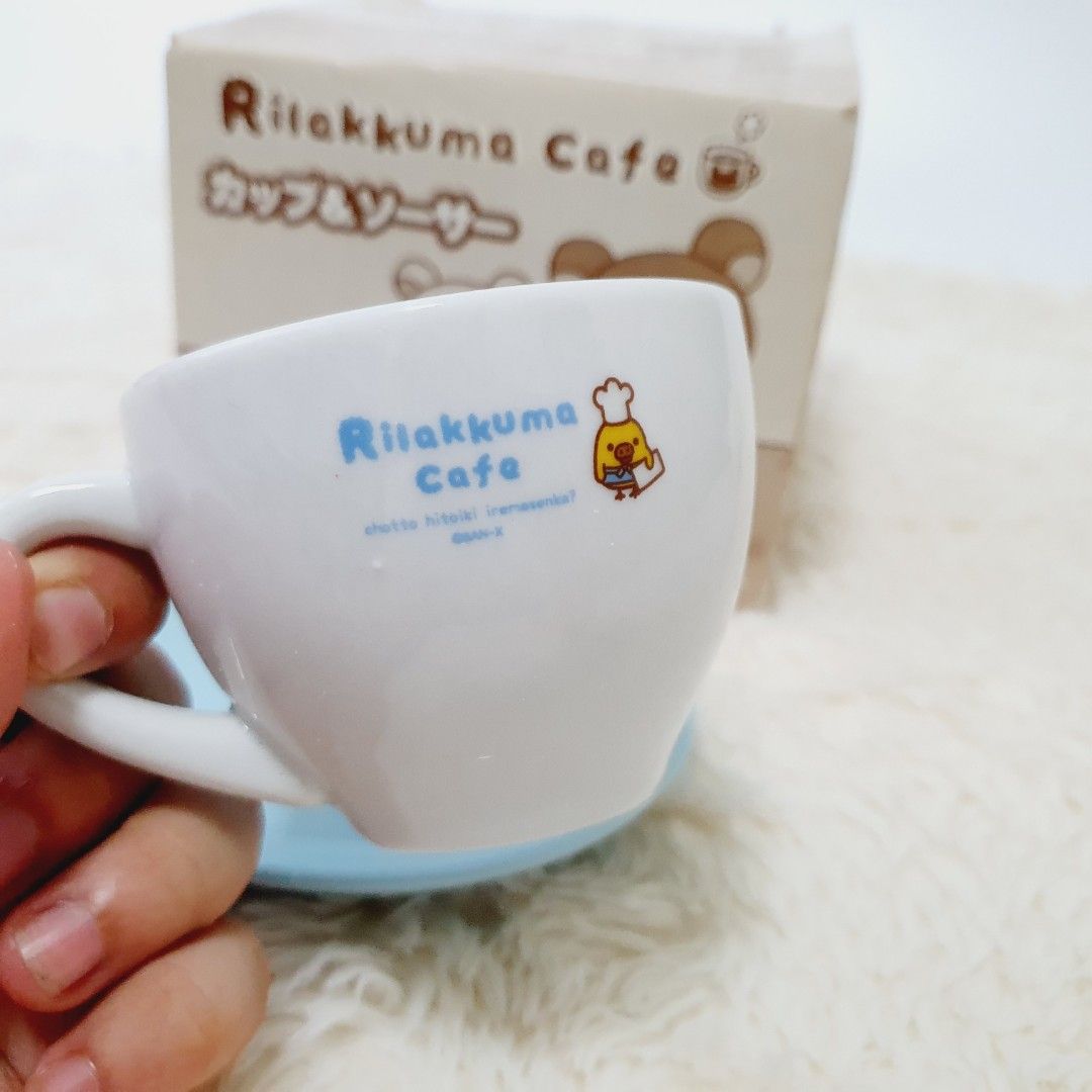 Rilakkuma Cafe Ceramic Cup and Saucer (Category: Coffee & Tea Tableware) located in Taytay. Submitted by kyo.mono (Listing ID 1440743325, Image 2). Description: 💟Follow us on IG: kyo.mono for faster replies TikTok: kyo.mono_ for videos and review Brand new Box not in perfect condition Auth from Japan Actual photo posted 2 set available.