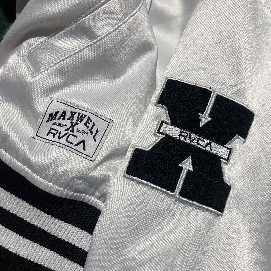 RVCA x STELLA VARSITY JACKET (Category: Coats, Jackets and Outerwear) located in Matalom. Submitted by lusthades066353 (Listing ID 1440702333, Image 3). Description: RVCA x STELLA VARSITY JACKET VERY GOOD CONDITION Sz L (27x26) ISSUE ON PIC 700+SF PM ME‼️.