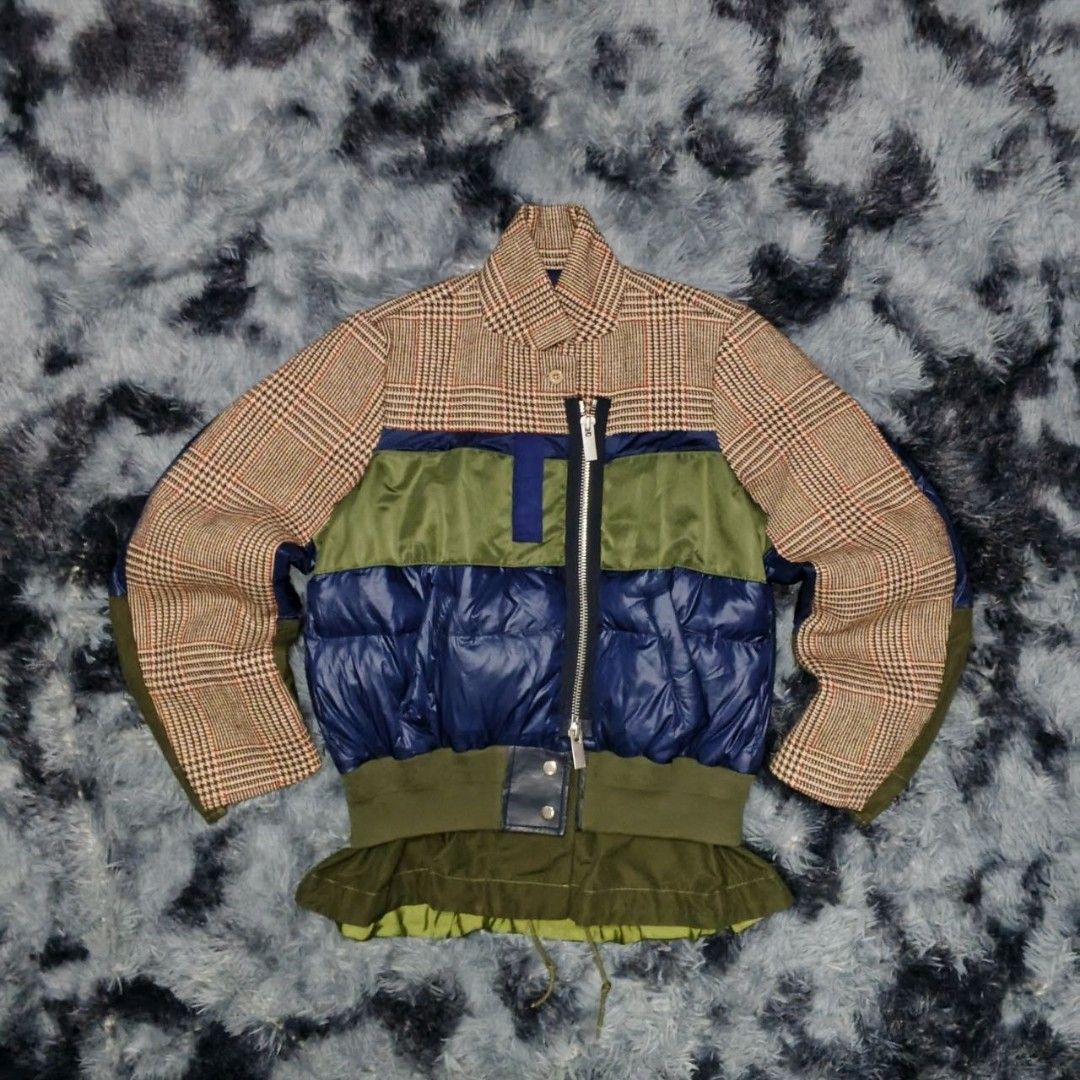 Sacai 2018AW/Down Paneled Wool Short Blouson (Category: Luxury Apparel) located in Dagupan City. Submitted by finestthriftstuffph (Listing ID 1440697948, Image 1). Description: Sacai 2018AW/Down Paneled Wool Short Blouson Very Presentable Size: 4 Large (Measured by INCHES) Width: 24 Length: 28 Shoulder: 17 Sleeve: 26 Condition: As New Color Rate: 10/10 Issue: Cut Tags but 90% Authentic "Colors may vary due to lightning" "Swipe each photo to see m