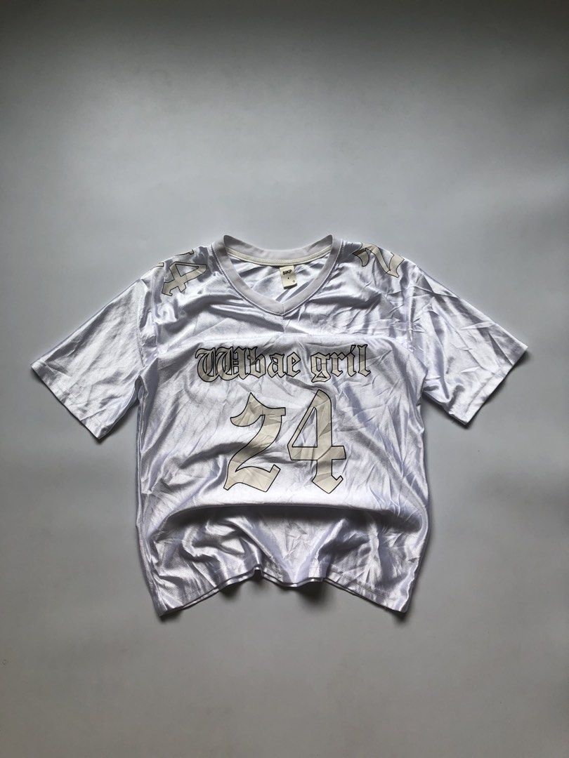 SIKP White 'Wbae Grill 24' Jersey (Category: Activewear) located in Angeles City. Submitted by thrift2wear.fit (Listing ID 1440720741, Image 1). Description: Width -20 Length - 25.5 Little dirt on print.