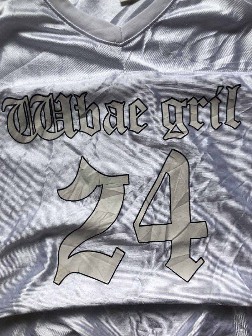 SIKP White 'Wbae Grill 24' Jersey (Category: Activewear) located in Angeles City. Submitted by thrift2wear.fit (Listing ID 1440720741, Image 3). Description: Width -20 Length - 25.5 Little dirt on print.