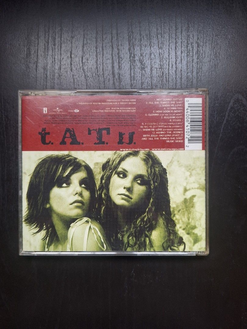 t.A.T.u. 200 km/h in the Wrong Lane CD (Category: CDs & DVDs) located in Caloocan City. Submitted by knnthbntln12692 (Listing ID 1440647632, Image 3). Description: t.A.T.u. 200 km/h in the Wrong Lane CD Contains the song "All the Things She Said" - Price is non negotiable - Payment first policy - Buyer shoulders shipping fee Loc: North Caloocan.