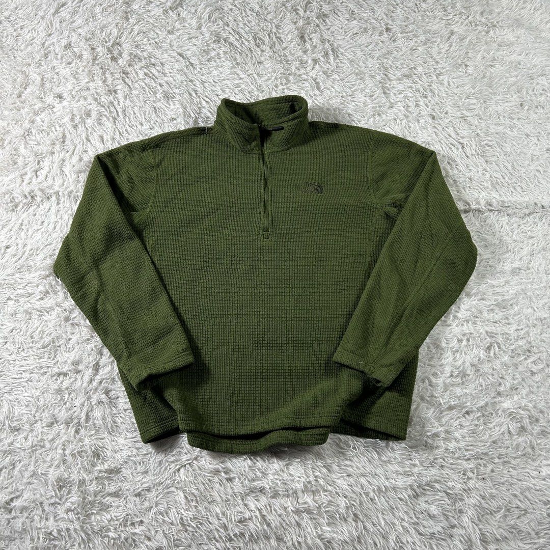 The North Face waffle knit qzip pullover olive green in medium (Category: Hoodies) located in Naga. Submitted by rackstar4400 (Listing ID 1440680507, Image 1). Description: Authentic The North Face Waffle Knit Quarter Zip Pullover in Olive Green, size Medium. Features a textured waffle knit fabric with a clean quarter-zip design, perfect for outdoor wear, layering, and everyday streetwear fits. 📌 Brand: The North Face 📌 Item: Waffle Knit Quarte