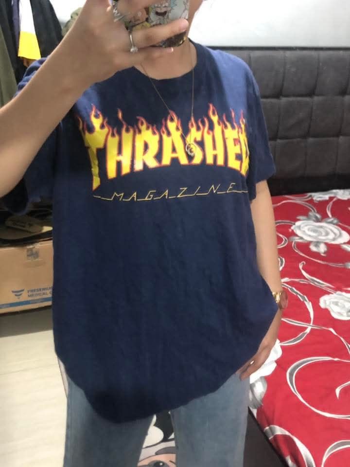 THRASHER Print Roundneck Blue Shirt (Category: Tshirts & Polo Shirts ) located in Caloocan City. Submitted by _amselects (Listing ID 1440677079, Image 2). Description: size: medium (UNISEX) MOP: cash/gcash MOD: meet up/J&T ship 📍Neo Vista Homes, Bagumbong Caloocan City.