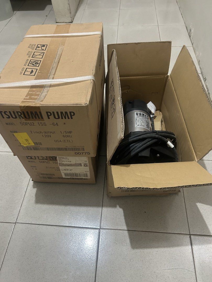 Tsurumi Submersible Pump - 50GPM (Category: Construction Tools & Equipment) located in Manila. Submitted by relan_mndz05 (Listing ID 1440624482, Image 1). Description: Selling Submersible Pump (Tsurumi) Specs: Model - 50PU2.15S Electrical Specs - 120 V / 1 Phase / 60 Hz Max Flow - 50GPM New. Never used. RFS: Not needed. Extra from previous project. A Asking Price: 15000 for each pump (3pcs available) Location: Las Pinas Mode of Payment: CASH/Bank