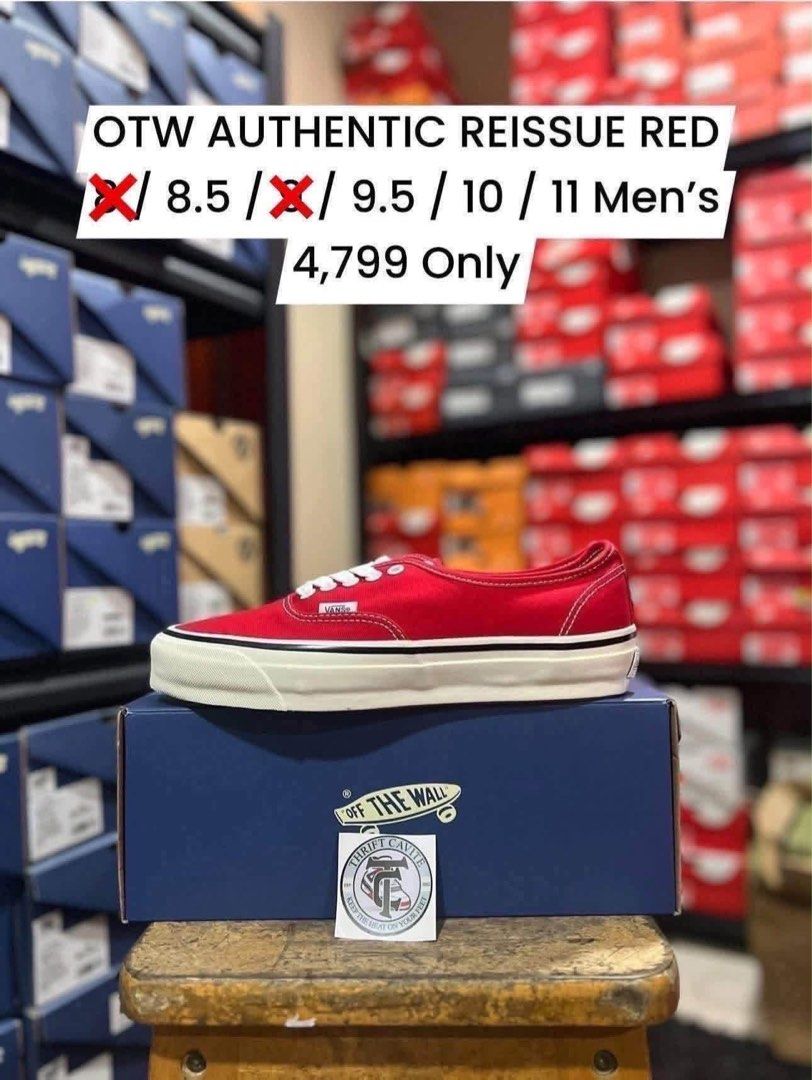 Vans OTW Authentic Reissue Red Men's Sneakers (Category: Sneakers) located in Amadeo. Submitted by jimkhaner (Listing ID 1440674575, Image 1). Description: - Vans OTW Authentic Reissue - Color: Red - Available Sizes: 8.5 , 9.5, 10, 11 - Price: PHP 4,799 - A classic addition to any Vans collection..