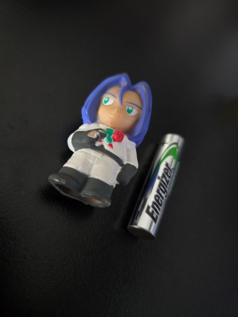 Vintage Pokemon Team Rocket James Finger Puppet (Category: Vintage Collectibles) located in Manila. Submitted by clickedtocart (Listing ID 1440593507, Image 3). Description: Vintage Pokemon Team Rocket James - Has BANDAI markings - Finger Puppet - Year: 1998 - Has minor paint chips on hair and hand - What you see is what you get - Please check photos for condition and size (compared to triple A battery) - Price on ebay is around 500 to 1,000+ pes