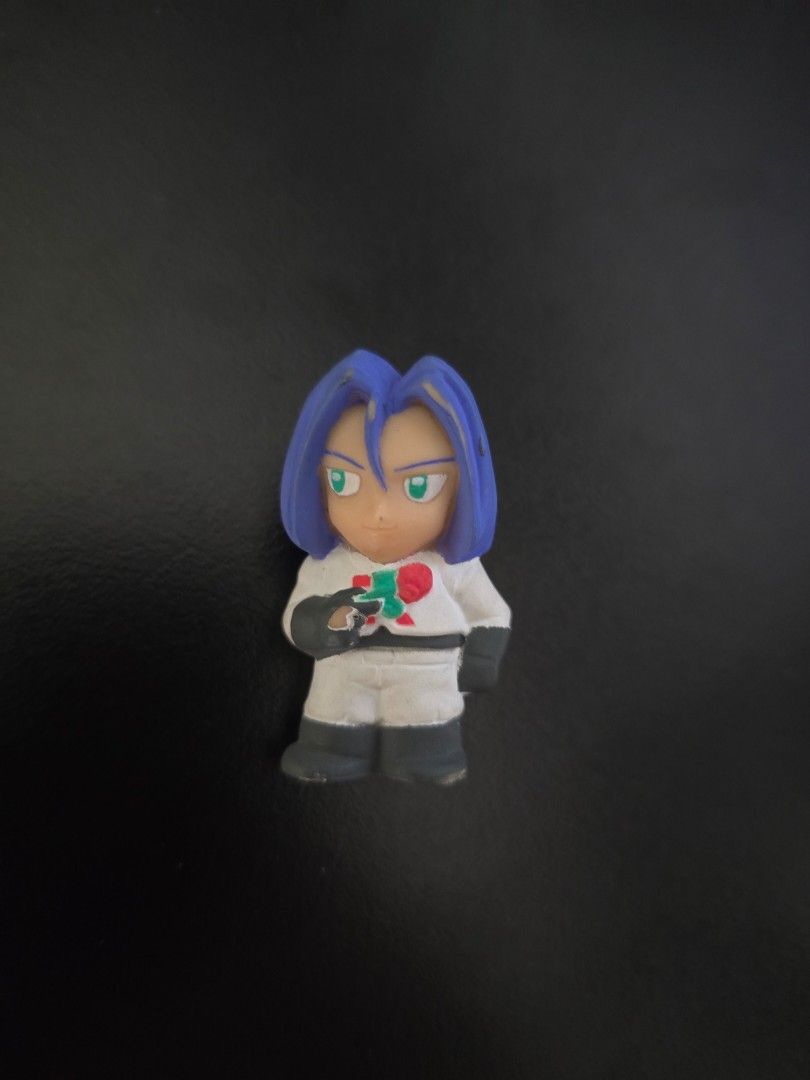 Vintage Pokemon Team Rocket James Finger Puppet (Category: Vintage Collectibles) located in Manila. Submitted by clickedtocart (Listing ID 1440593507, Image 1). Description: Vintage Pokemon Team Rocket James - Has BANDAI markings - Finger Puppet - Year: 1998 - Has minor paint chips on hair and hand - What you see is what you get - Please check photos for condition and size (compared to triple A battery) - Price on ebay is around 500 to 1,000+ pes